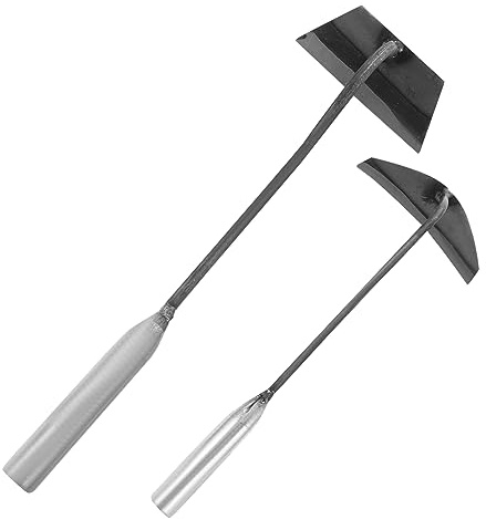 UKCOCO Azadas De Mano De Acero para Deshierbar Al Aire Libre y Jardinería Doméstica, Portátiles 2 Piezas (azada Trapezoidal 34x11 Cm Azada De Media Luna 28x11.5 Cm), Herramientas Ligeras para Jardín