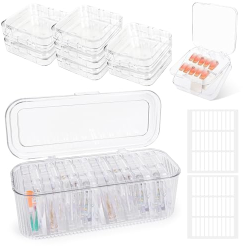 INMORVEN Doppelschicht Nagelbox Set – 8 Press On Nail Boxen + 1 Große Box & 60 Klebepads – Für Fake Nails, Gelnägel Zubehör & Nagellack Aufbewahrung