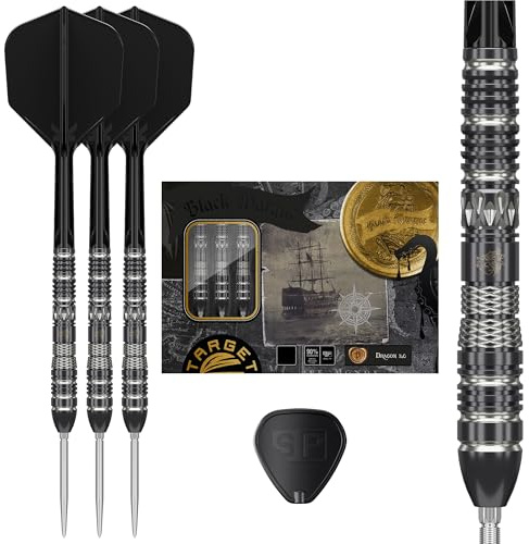Target Japan Black Marque Dragon 3.0 Steel Tip Darts with Kflex, 23G/25G | 90% Tungsten Dart Set, K-Flex Flights and Shafts No.6, Nano Swiss Points, Player Leslie Lee