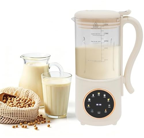 QUIOTUIR Machine à Lait Végétal 1.4L Automatique Écran LED Multifonction Tactile Machine Lait de Soja/Avoine/Noix Chauffante avec Programmation 12h & Nettoyage Auto Maintien au Chaud 6h