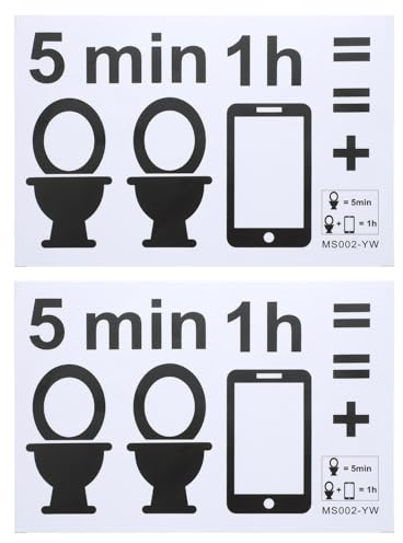 Yardenfun 2 feuilles Autocollants de Toilette Noir Décorations pour Couvercle de Lunette Wc et Mur de Salle de Bain Stickers Avertissement pour Décor Original