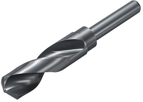sourcing map 7/8 Zoll Bohrer 1/2 Zoll Reduzierter Schaft M2 Hochgeschwindigkeitsstahl Nitrieren Schwarz 135° Bits für Hartmetall Edelstahl Profi