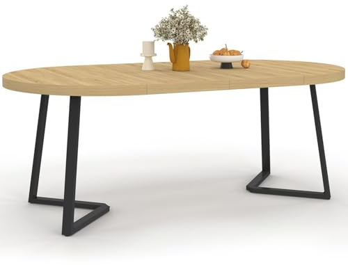 IDMarket - Mesa de Comedor Extensible Redonda Selma 4-10 Personas Madera y Negro 110-200 cm