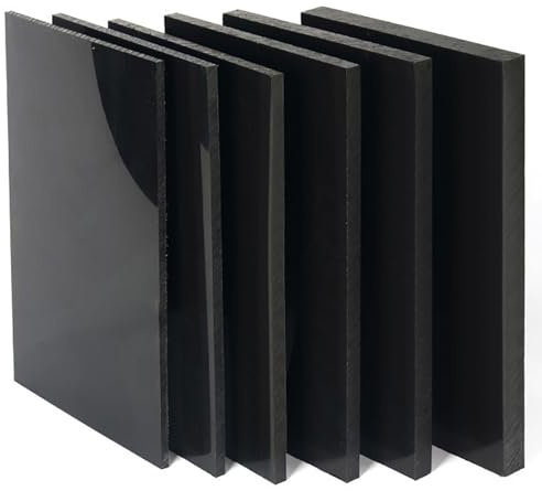 TIHONORI Plaque Polypropylène Rigide Noire 5mm – Feuille Plastique Solide pour Étagères Techniques, Plans de Travail, Découpe,20×60cm