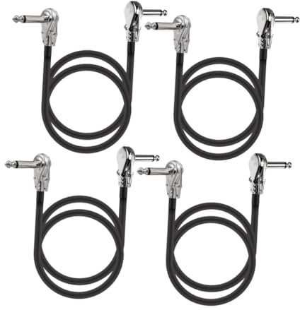 CORHAD 4 Stück Gitarren Patchkabel 30cm Silber 35-mm Pedal Patchkabel Aus Pvc Für E-gitarren Effekte Stabiles Instrumenten Anschlusskabel Für Effektpedale