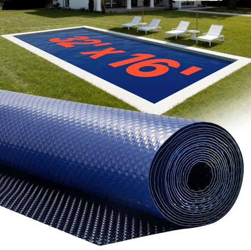 VEVOR Cubierta Solar para Piscina Rectangular, 9,75 x 4,88 m, con Material de Burbujas y PE, Absorción de Calor Durante el Día, Retención de Calor Durante la Noche, 0,4 mm de Grosor, Color Azul