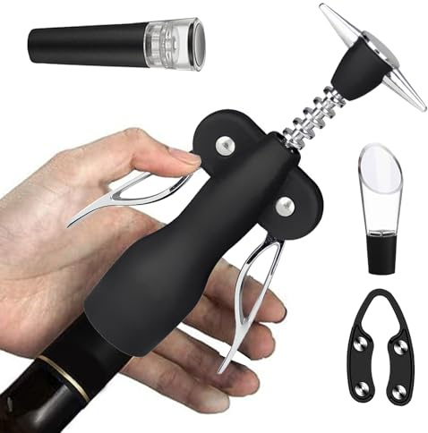 Korkskruv flaska vinöppnare – 21 x 8,9 x 5 cm set med vinöppnare, ergonomisk manuell korkborttagare, flerdelad slitstark design | hem restaurang bar kök källare fest servering middag för Ta