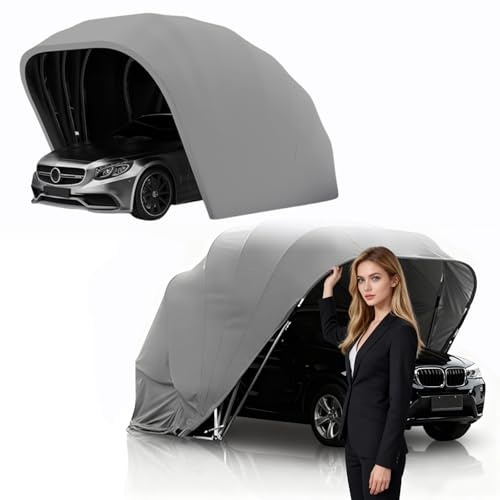 Cochera Plegable de Acero Inoxidable de Gran tamaño, con toldo retráctil, para Todo Tipo de Clima, Ideal para estacionamientos, Botes pequeños y SUV, Color Gris(6x2.7x2.5m)
