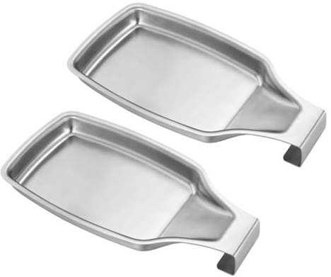 URPIZY Soporte para cucharas de cocina de acero inoxidable con gran superficie de apoyo de 20,5 x 10 cm, resistente al calor, inoxidable, fácil de limpiar, apto para lavavajillas