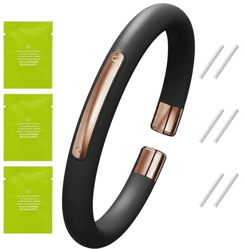 Mosquito Repellent Bracelet Refillable with 6 Essential Oil Refills | DEET-Free Insect Repellent Band Adjustable Silicone Mosquito Wristband for Kids Adults Outdoor Camping Garden Travel Summer