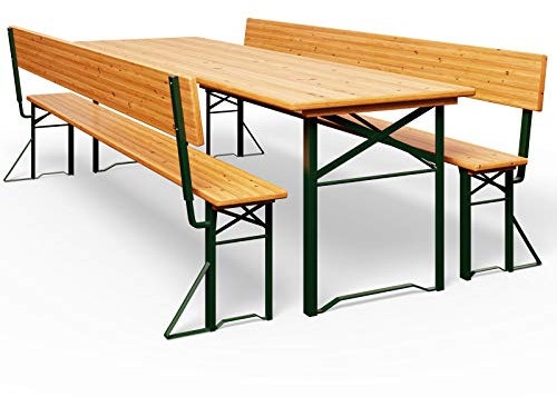 Casaria Set Mobili Stile Birreria 2X Panche da Sagra con Schienale 1x Tavolo 170x70x75 cm Salottino Esterno Feste Giardino