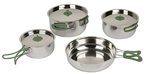 Bo-Camp Urban Outdoor 2100800 kockset 4 delar camping kök gryta stekpanna porslin stapelbar rostfritt stål