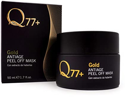 Q77+ - Maschera Viso - Gold Peel Off Mask - Elimina Tossine e Imperfezioni - Effetto Rigenerante e Idratante - Con Particelle d'Oro e Acido Ialuronico - Formato da 50 ml
