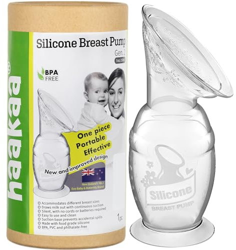 haakaa Handmilchpumpe mit Saugfuß, 150 ml für stillende Mütter zum Sammeln von Muttermilch