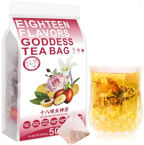 Plant Gift Eighteen Flavors Goddess Tea Bag 8.81oz (5g*50bags) cebada, diente de león, gardenia, espino, China natural pura, té mixto de salud, combinación de té de flores 250g 十八味女神茶