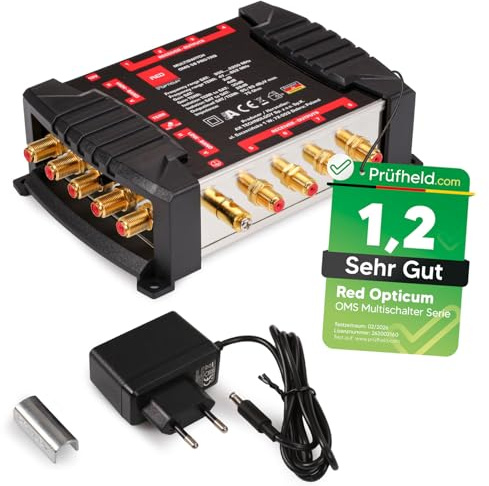 RED OPTICUM 5/8 Multischalter SAT Verteiler für 8 Teilnehmer / 1 Satelliten kompatibel mit Quattro und Quad LNB. Digital Multiswitch Matrix für HD 4K Sat Anlagen TV