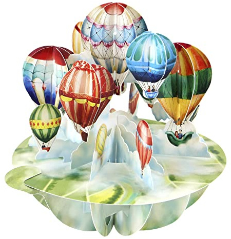 Santoro Pirouette, 3D Pop Up Grußkarte - Heißluftballons - für Sie, für Ihn, Geburtstag, Dankeschön