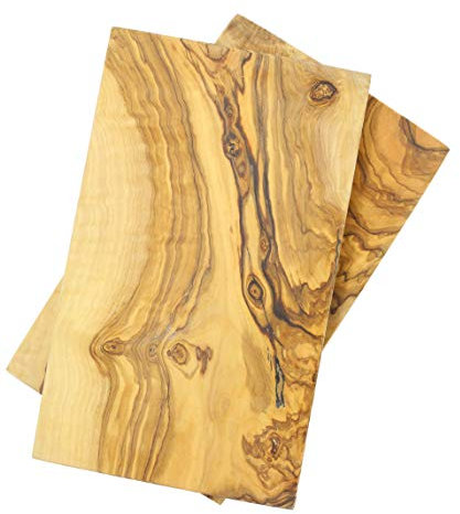 Benera Set de 2 tablas de desayuno, madera de olivo, 25 x 15 cm