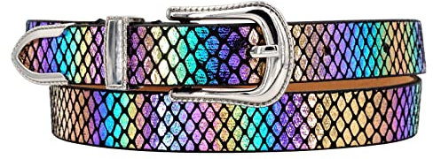 EANAGO Gürtel >ELFENTANZ< für Kinder - bunt schimmernder Kindergürtel mit schicken Metallapplikationen, für Mädchen von ca. 3-12 Jahren - Kindergürtel Mädchen - moderner Gürtel