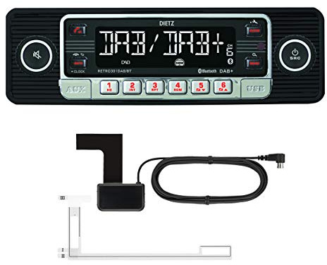 DIETZ Retro 301 DAB/BT Classic/Oltimer Autoradio USB/MP3/BLUETOOTH - Farbe Schwarz - inkl. DAB+ Antenne