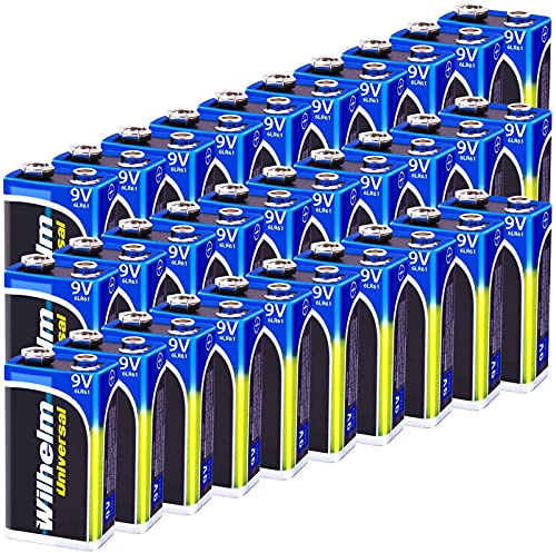 Wilhelm 9V Blockbatterien Alkaline 6LR61 Universal Longlife – 50 Stück