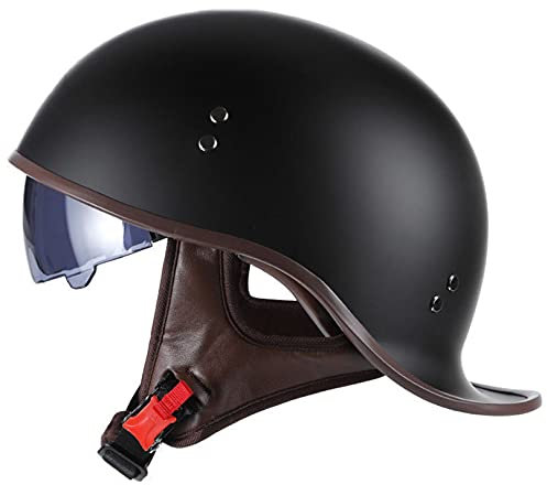 Hanhua Halboffenen Motorradhelm ECE-Zertifizierung Vintage Helme Mit Sonnenblende Einstellbare Halbschale Jet-Helm Cruiser Scooter