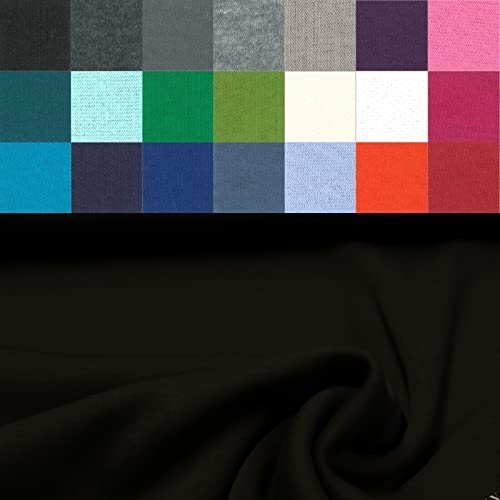 Wintersweat Meterware - Sweatshirt Stoff - Baumwoll Sweat Uni ÖkoTex 100 - weicher Stoff für Pullover/Hoodies *Ab 50cm, Farbe: 069 schwarz