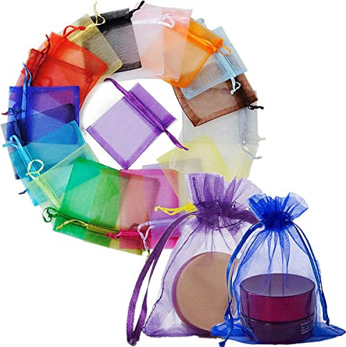 UGBTXLZ Organzasäckchen 10X15cm 200 Stücke Bunt Klein Organza Beutel Geschenkbeutel Organzabeutel Bonbonsbeutel Netzbeutel mit Kordelzug für Schmuck Süßigkeiten Weihnachtsfest Verpackung
