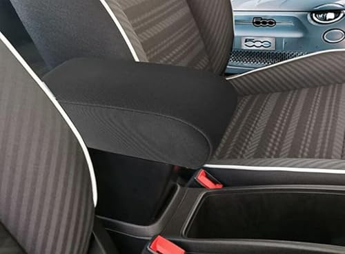 Wood Company Reposabrazos Compatible con 500E (eléctrica) de Tela automovilística Negra, Montaje Integrado Invisible, Gran portaobjetos