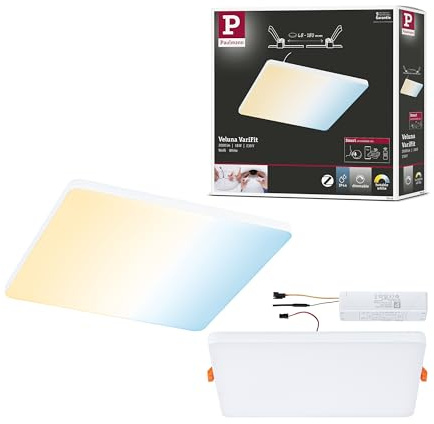 Paulmann 79959 LED Panel Einbaupanel Veluna VariFit Edge 200x200mm eckig Tunable White Weißlichtsteuerung Weiß Kunststoff Deckenleuchte