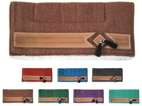 NETPROSHOP Pony Western Pad mit weichem Webfell und Lederverzierung, Rückenlänge ca. 62 cm, Farbe:Braun