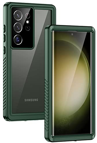 Lanhiem für Samsung Galaxy S23 Ultra Hülle, IP68 Wasserdicht Handyhülle Samsung S23 Ultra 5G 360 Grad Schutzhülle Stoßfest Staubdicht Sturzfest Outdoor mit Eingebautem Displayschutz, Grün