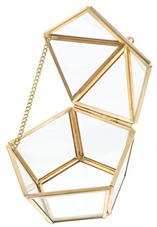 Gogogmee Glas Aufbewahrungsbox Transparent Schmuckkästchen Retro Stil Schmuckhalter Schmuckvitrine Eheringbox Lagerung Box Schmuckschatulle