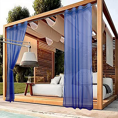 XQKXHZ Outdoor Vorhänge Wasserdicht 1 Stück,Outdoor Vorhang Transparent Wetterfest 132X213cm Mit Ösen Sonnenschutz Blickdicht Outdoorvorhänge Für Balkon Garten Terrasse Pavillon,Blau