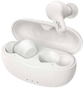 JVC Auricolari Gumy True Wireless, lunga durata della batteria (fino a 24 ore), suono con driver magnetico al neodimio, resistenza all'acqua (IPX4) - HAA7T2W (bianco cocco), compatto