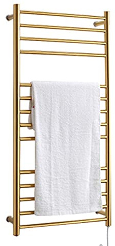 HWSY Towel Warmer Radiator, Gold Electric Drying Rack, 14 Bar Wall Mount Electric Heated Towel Rack, 304 Stainless Steel Electric Towel Rail,Plug in Towel Drying Rack Interesting
