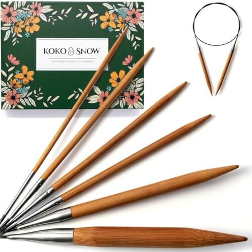 KOKO & SNOW Rundstricknadel Set - Bambus mit inspirierenden Sprüchen - 6er Stricknadeln Set (ohne Sprüche)