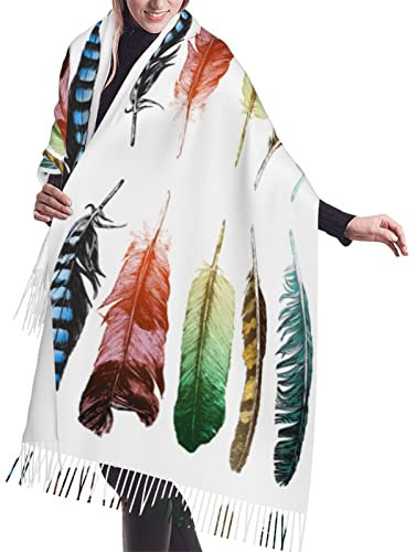 SJOAOAA Schal mit Regenbogen-Hintergrund, bedruckt, Fransen, warm, Kaschmirhals, Unisex, für Herren und Damen, Winterschal, Bunt, handgezeichnet, One size