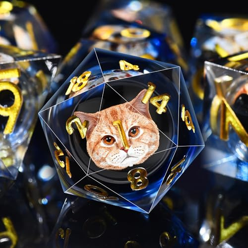 SIQUK 7 Stück DND Würfel Set Würfel Spielwürfel Liquid Core Würfel Polyedrische Würfel Set mit Geschenkbox für Dungeons and Dragons RPG MTG