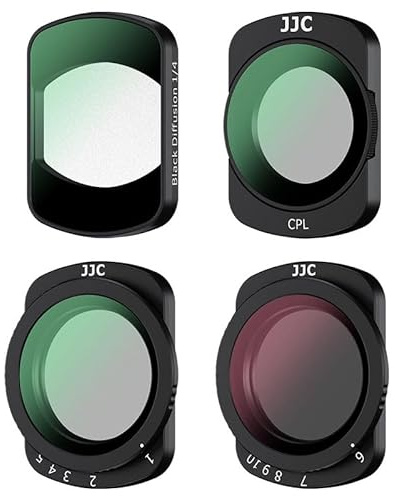JJC Magnetic Variable ND & CPL & Black Diffusion 1/4 Filter Kit for DJI Osmo Pocket 3, 4 Pack ND2-32 ND64-1000 Neutral Density Adjustable Fader Circular Polarizing Black Mist Effect Filters | 4 Pack Effect Filters, ND2-32 ND64-1000 Neutral Density Adjustable Fader & Circular Polarizing & Black Mist