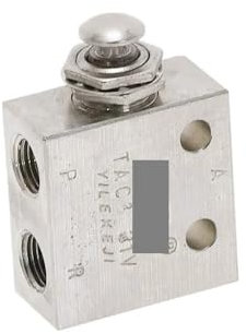 UYCUODLUY TAC2-31P 1/8 Male Thread 2 Position 3 Way Metal Push Button Switch Mechanical Valve Pneumatic Exhaust Valve w Fittings(No Fittings)