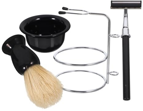 COLLBATH Manuelles Rasier Stilvolles Design aus Edelstahl und Nylon Satz mit Rasierpinsel und Rasierschale Einfach zu Handhaben für Herren für Tägliche Körperpflege
