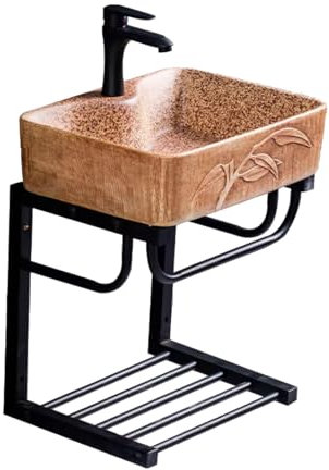 YYUINU Lavandino da Bagno Ad Angolo, Lavandino da Bagno A Parete con Portasciugamani, Lavabo per Piccoli Spazi,with Shelf And Tap