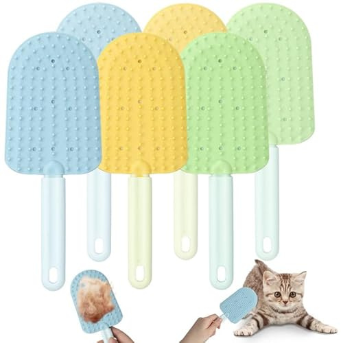 Nexhyp 6PCS Cat Brush for Long & Short Haired Cats | 2-in-1 Hypoallergenic Silicone Grooming Tool | Removes Shedding Hair, Fleas & Tangles | Pet Comb for Kittens