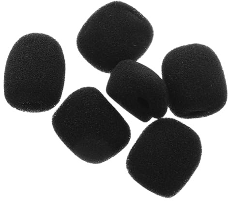 Schaumstoff Windschutz für Kleiner Funk Lavalier Mikrofon 6 Stück Schwarz | Kompakt und Tragbar, Hoher Windschutz und Mikrofon Schutz, für Konferenzräume und Innenbereiche