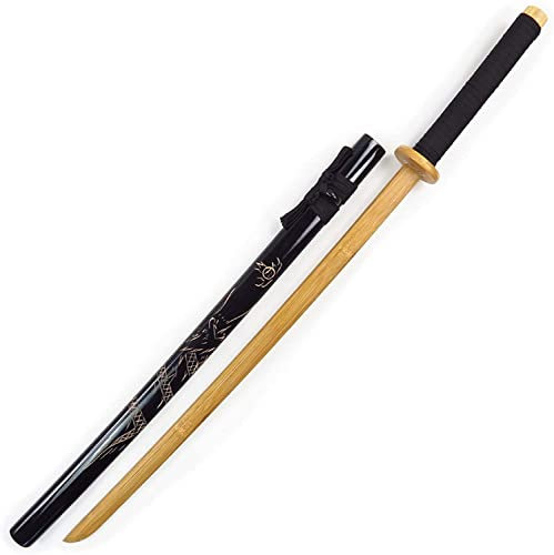Träsvärd och Kendo Sword Martial Arts Practice Par of Practice Japanese Samurai Blade With Tood Sword and Bambust Sword, Bokken, Katana-A||102CM