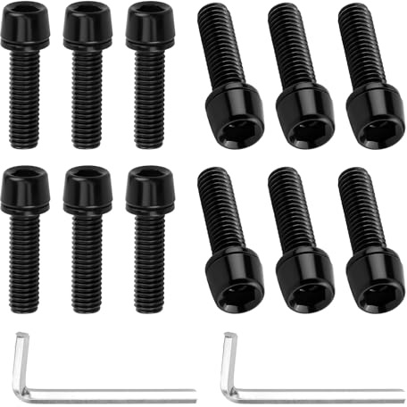 12 Stück M5x18mm Fahrrad Vorbau Schrauben Schwarz mit Unterlegscheiben Edelstahl Sechskant Fahrradkurbelachsenschraube Ersatzschrauben mit Inbusschlüssel für MTB Rennrad Lenker Umwerfer Flaschenhalter