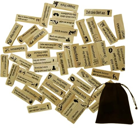 Generisch 48-teiliges Holz-Stapelspiel für Paare – Sinnliches Spiel für Erwachsene – Romantischer Spielspaß für Date Nights & Partys (Deutschsprachige Version)