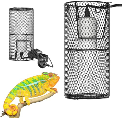 KUWUNG Reptile Heat Lamp Holder, Ceramic Heat Lamps Lampshade Holder Anti Hot Bracket Cage, 200W Heat Lamp for Bearded Dragon, Lizard, Tortoise, Snake, UK Plug