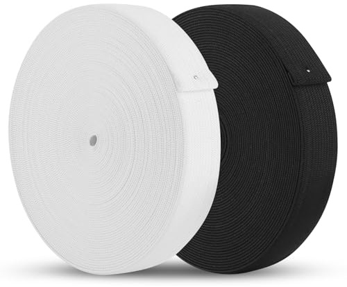 2 Stück Gummiband 20mm, Weiß Schwarz Hosengummi Breit 2cm x 10 Meter, Gummibänder zum Nähen, Gummilitze Elastisches zum Nähen, Gummibund, Elastic Band für Hosengummi DIY Handwerk Nähzubehör (2cm)